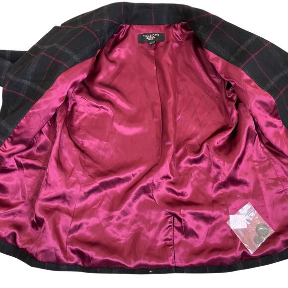 Talbots Sz 4P Kate Fit Wool Blend Plaid Fitted Blazer Single Breasted Careerwear - Picture 7 of 16